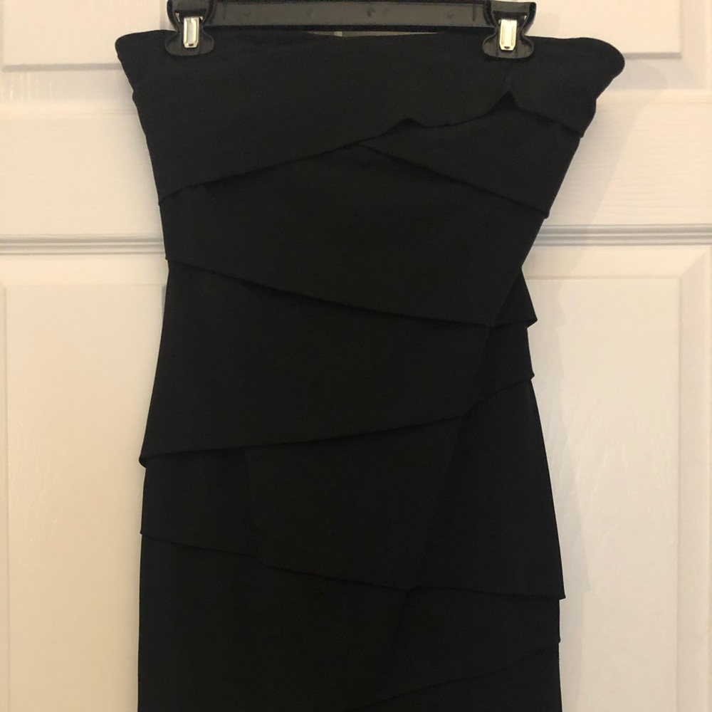 Black Tier Layer Strapeless Dress